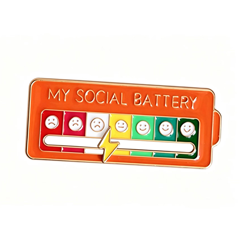 Cool Custom Metal Sliding Enamel Pin Badge Funny Movement Interactive Design