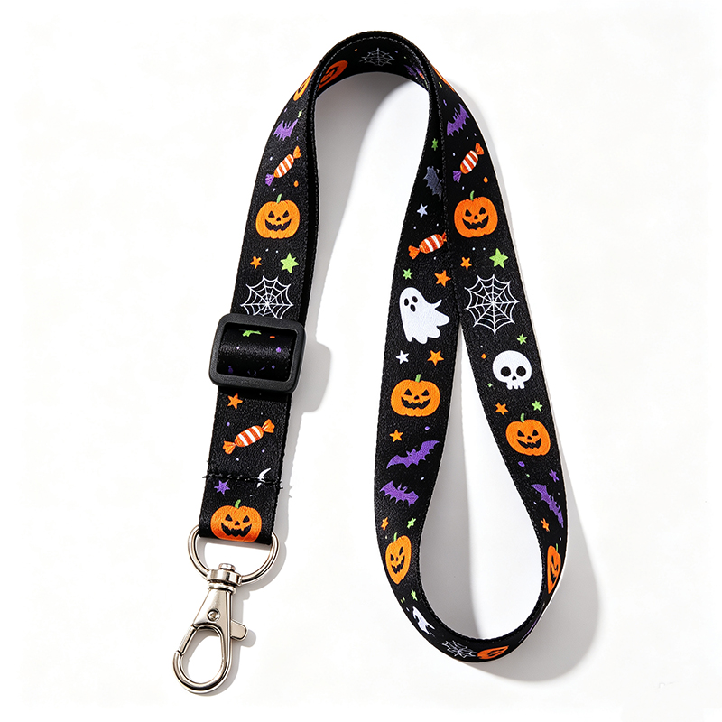 25mm Wide Adjustable Halloween Jacquard Heat Transfer Lanyard