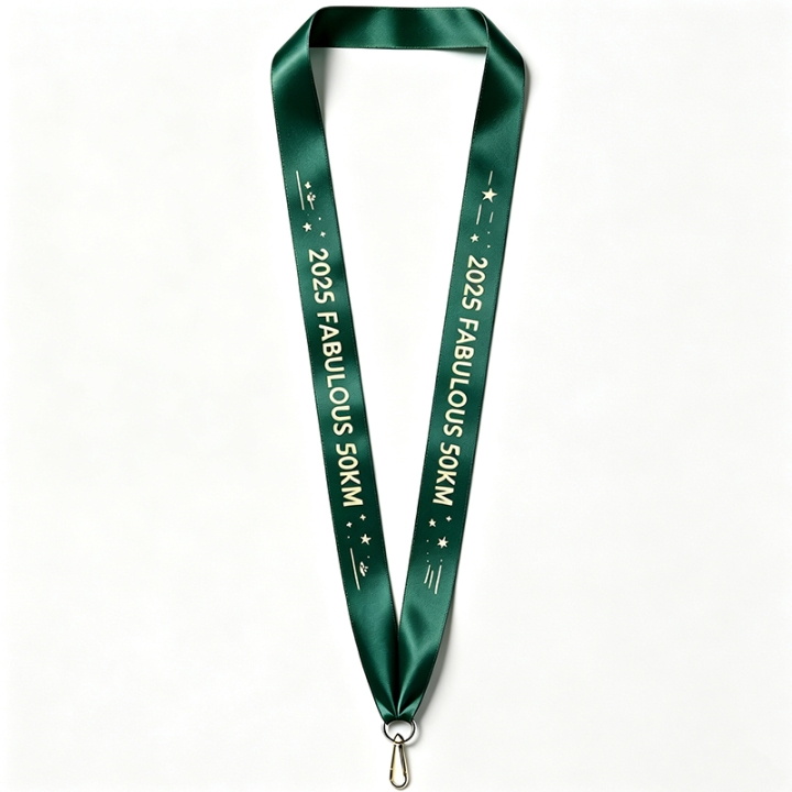 Custom Race Dark Green Satin Lanyard
