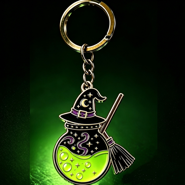 Halloween Magic Pot Glow-in-the-Dark Enamel Keychain