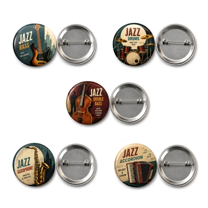 Custom Tinplate Round Button Badge Pin with Safety Pin