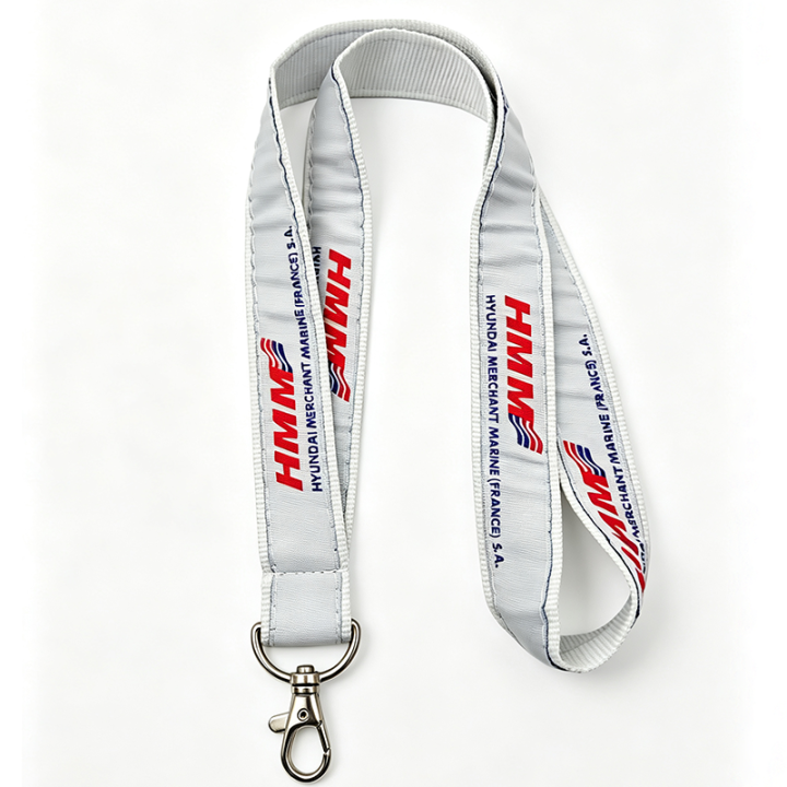 Custom Sewn Fabric Applique Logo Polyester Twill Lanyard