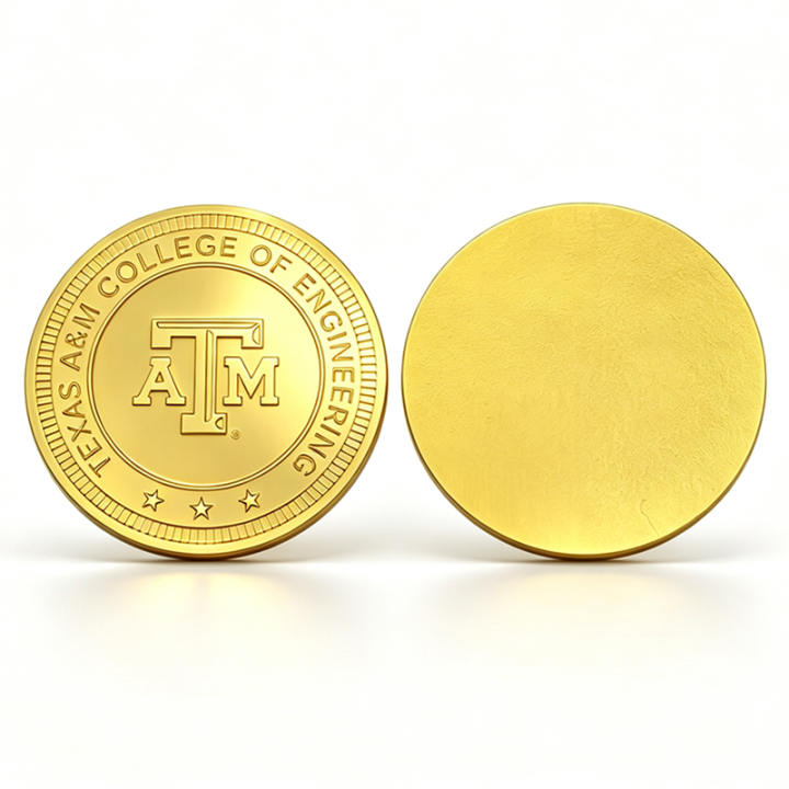 Custom University School Logo Gold Souvenir Coin