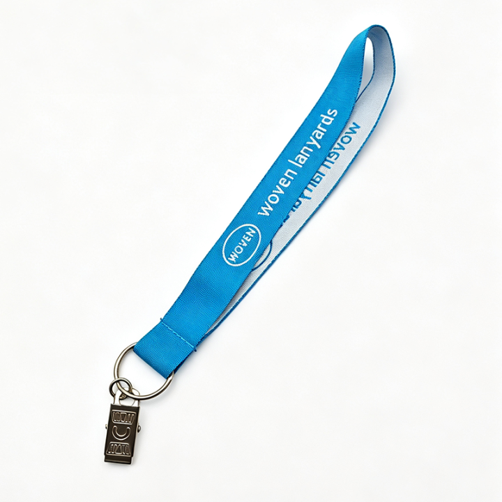 Custom Short Woven Jacquard Lanyard with Metal clip