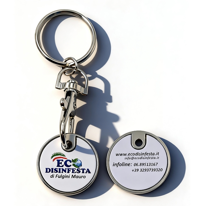 Custom Iron Token Keychain with Aluminium Sticker Print