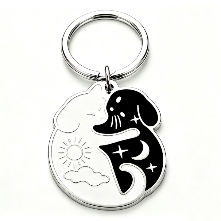 Cat&Dog Hard Enamel Metal Keychain
