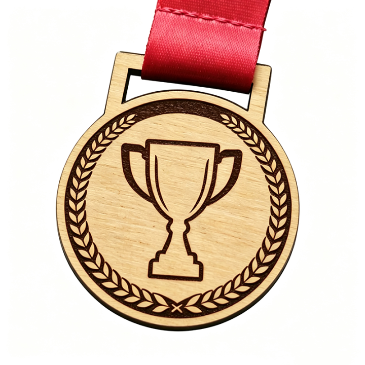 Custom Laser Cut Wooden Medal Personalized Eco Friendly Wood Finisher Medals